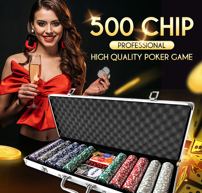 500 Holographic Eagle Chips Professional Poker Card Game Play Set Casino Dice Aluminium Case
