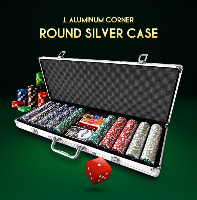 500 Holographic Eagle Chips Professional Poker Card Game Play Set Casino Dice Aluminium Case