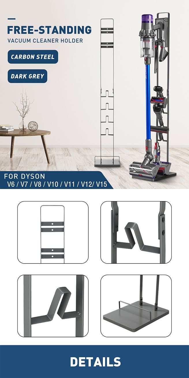 Dyson Vacuum Stand Rack Cleaner Accessories Holder Free Standing V6 V7 V8 V10 V11 V12 V15 Grey