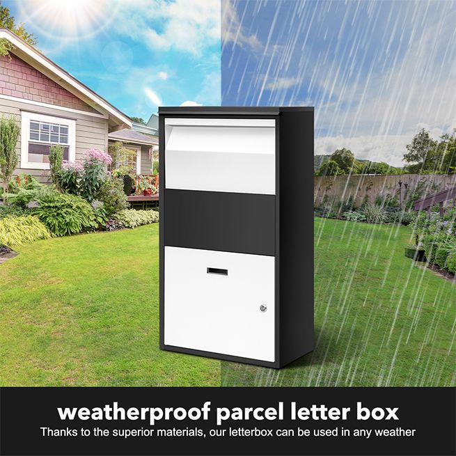 Metal Letter Box Lockable Post Mail Box Parcel Letterbox Mailbox for A4 Mail 30x18x18cm Package