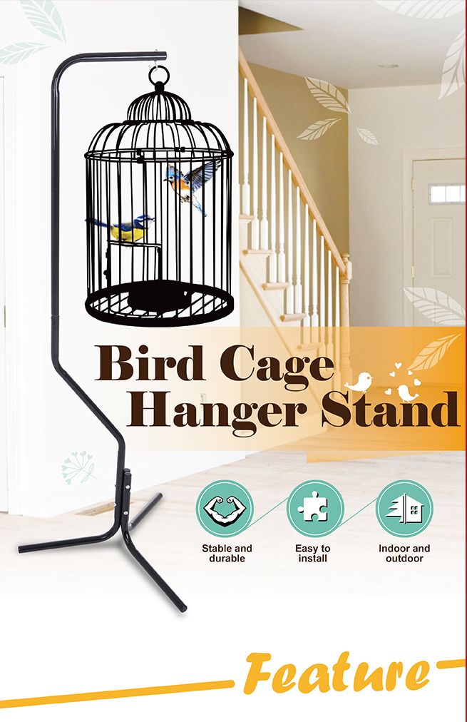 Bird Cage Hanger Stand - Black Iron Tube Frame 162cm in Height