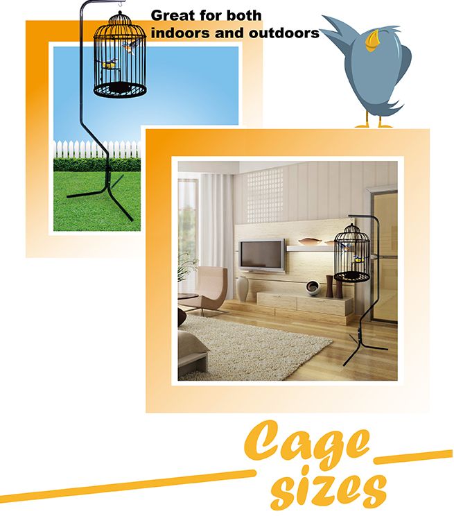 Bird Cage Hanger Stand - Black Iron Tube Frame 162cm in Height